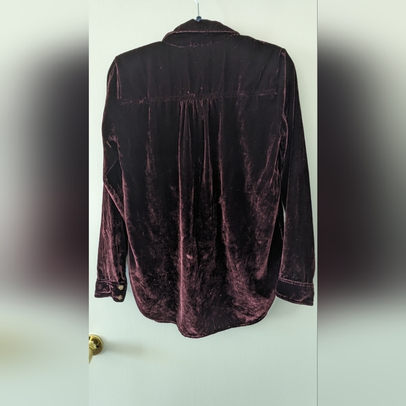 Anthropologie Maeve Velvet Shirt Purple Karina Button Down Size 2 - Picture 8 of 8